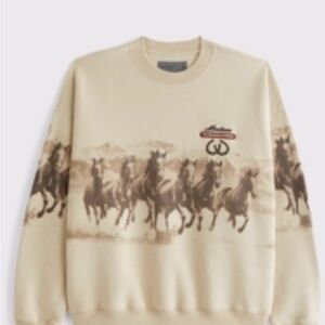 Abercrombie Cream Sweater with Horse Print